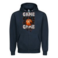 Navy game day basketball bal Zipper Hoodie - MaliasSmallBusiness