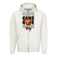 Oatmeal Heather game day basketball bal Zipper Hoodie - MaliasSmallBusiness