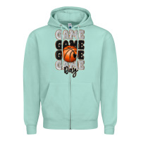Seafoam game day basketball bal Zipper Hoodie - MaliasSmallBusiness