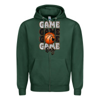 Sports Green game day basketball bal Zipper Hoodie - MaliasSmallBusiness