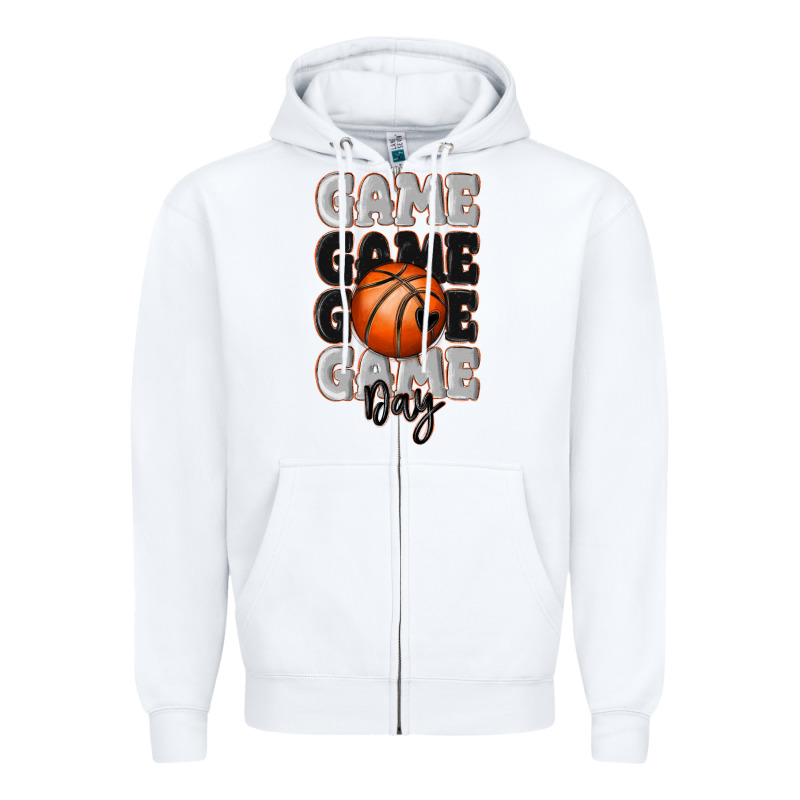 Game Day Basketball Bal Zipper Hoodie by MaliasSmallBusiness | Teevron
