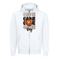 White game day basketball bal Zipper Hoodie - MaliasSmallBusiness