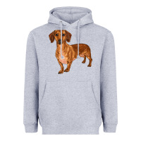 Heather Grey dachshund Heavyweight Hoodie - RanaPortraitStore