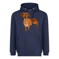 Navy dachshund Heavyweight Hoodie - RanaPortraitStore