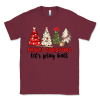 Burgundy merry christmas let s play ball baseball Classic Tee - MaliasSmallBusiness