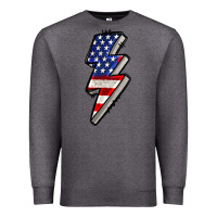 Charcoal Heather American lightning bold 4th of july Premium Sweatshirt - CowGirlArtShop