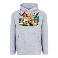 Heather Grey farm animals coffee cups Heavyweight Hoodie - Zillion Design Studio