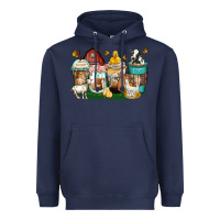 Navy farm animals coffee cups Heavyweight Hoodie - Zillion Design Studio