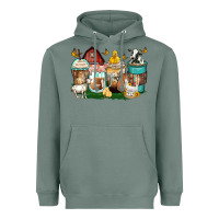 Sage farm animals coffee cups Heavyweight Hoodie - Zillion Design Studio