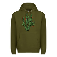 Army Green cactus with flowers Premium Hoodie - AdoDesignShop