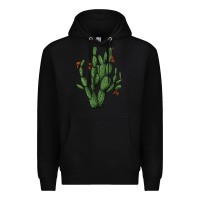 Black cactus with flowers Premium Hoodie - AdoDesignShop