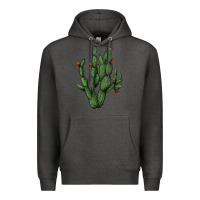 Charcoal Heather cactus with flowers Premium Hoodie - AdoDesignShop