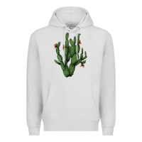 Dove Grey cactus with flowers Premium Hoodie - AdoDesignShop
