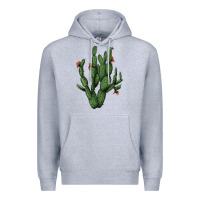 Heather Grey cactus with flowers Premium Hoodie - AdoDesignShop
