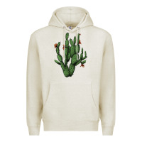 Oatmeal Heather cactus with flowers Premium Hoodie - AdoDesignShop