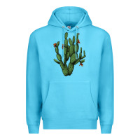 Ocean Blue cactus with flowers Premium Hoodie - AdoDesignShop