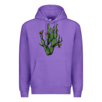 Purple cactus with flowers Premium Hoodie - AdoDesignShop
