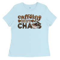 Baby Blue caffeine before chaos Ladies Tee - BarkalooDesign