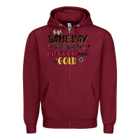 Burgundy on game day we wear maroon and gold Zipper Hoodie - MaliasSmallBusiness