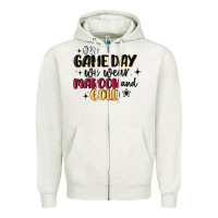 Oatmeal Heather on game day we wear maroon and gold Zipper Hoodie - MaliasSmallBusiness