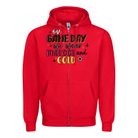 Red on game day we wear maroon and gold Zipper Hoodie - MaliasSmallBusiness