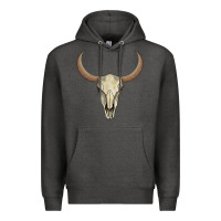 Charcoal Heather bull skull Premium Hoodie - AdoDesignShop