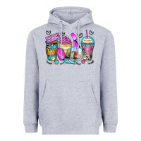 Heather Grey eyelash coffee cups Heavyweight Hoodie - Zillion Design Studio