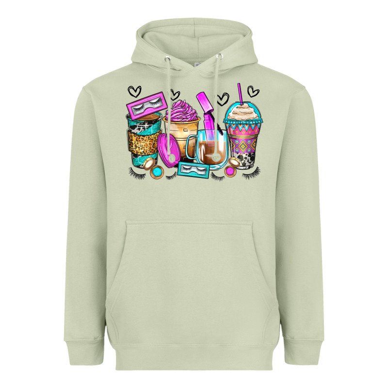 Eyelash Coffee Cups Heavyweight Hoodie by Zillion Design Studio | Teevron