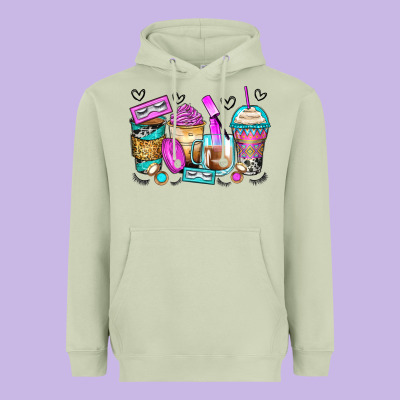 Eyelash Coffee Cups Heavyweight Hoodie Designed By Zillion Design Studio