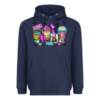 Navy eyelash coffee cups Heavyweight Hoodie - Zillion Design Studio