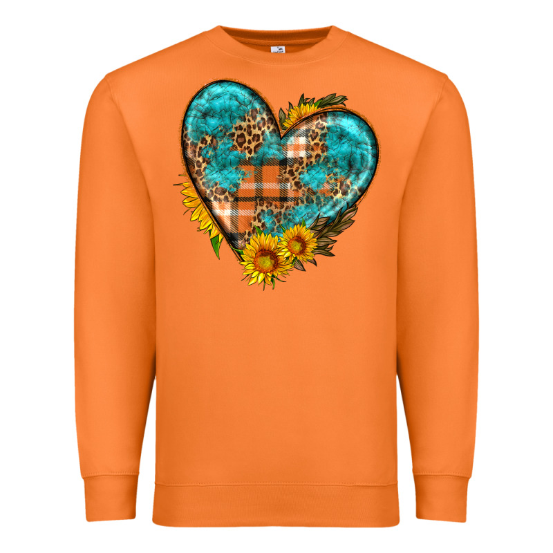 Fall Pattern Heart With Sunflower Premium Sweatshirt by HRA Design Shop | Teevron