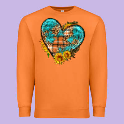 Fall Pattern Heart With Sunflower Premium Sweatshirt Designed By Hra Design Shop