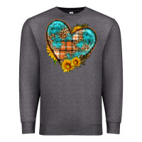 Charcoal Heather fall pattern heart with sunflower Premium Sweatshirt - HRA Design Shop