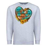Heather Grey fall pattern heart with sunflower Premium Sweatshirt - HRA Design Shop