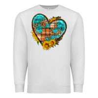 Oatmeal Heather fall pattern heart with sunflower Premium Sweatshirt - HRA Design Shop