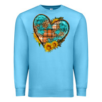 Ocean Blue fall pattern heart with sunflower Premium Sweatshirt - HRA Design Shop