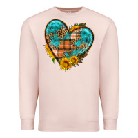 Pale Pink fall pattern heart with sunflower Premium Sweatshirt - HRA Design Shop