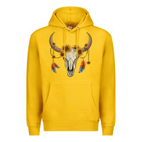 Lemon bull skull sunflowers and feathers Premium Hoodie - AdoDesignShop