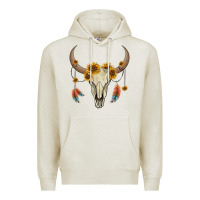 Oatmeal Heather bull skull sunflowers and feathers Premium Hoodie - AdoDesignShop