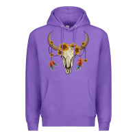 Purple bull skull sunflowers and feathers Premium Hoodie - AdoDesignShop