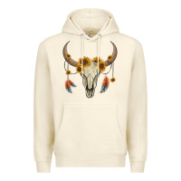 Sandshell bull skull sunflowers and feathers Premium Hoodie - AdoDesignShop