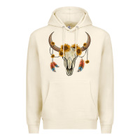 Tofu bull skull sunflowers and feathers Premium Hoodie - AdoDesignShop