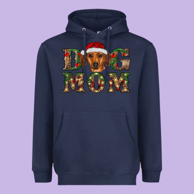 Christmas Dog Mom Dachshund Heavyweight Hoodie Designed By Ranaportraitstore