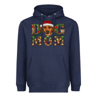 Navy christmas dog mom dachshund Heavyweight Hoodie - RanaPortraitStore