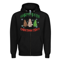 Black farm fresh christmas trees Zipper Hoodie - MaliasSmallBusiness