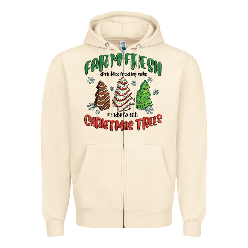 Farm Fresh Christmas Trees Zipper Hoodie by MaliasSmallBusiness | Teevron