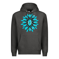 Charcoal Heather turqoise gemstone Premium Hoodie - AdoDesignShop