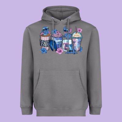 Stitch Coffee Cups Heavyweight Hoodie Designed By Zillion Design Studio