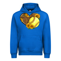 Cobalt Softball Heart With Sunflowers Urban Hoodie - LillyAllenDesigns
