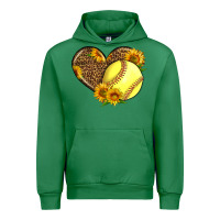 Emerald Softball Heart With Sunflowers Urban Hoodie - LillyAllenDesigns